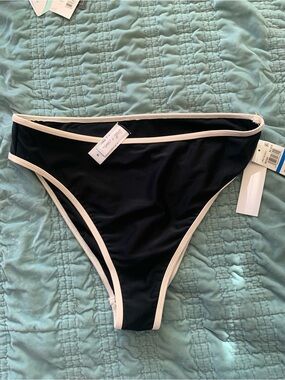 Salt & Cove Black Bikini Bottom with Cream Trim